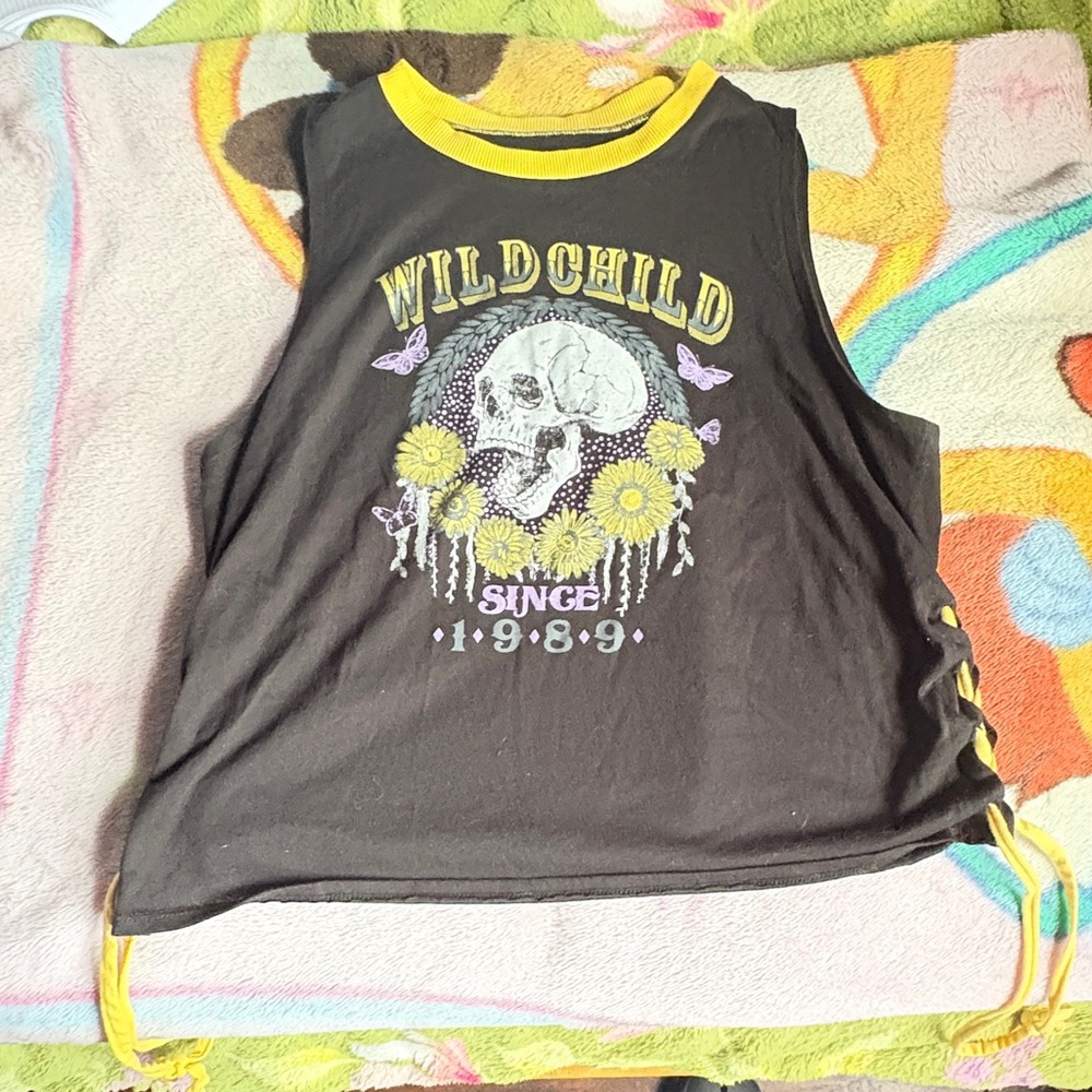 No Boundaries Brown and Yellow Tank Top Casual Sleeveless Size XXL